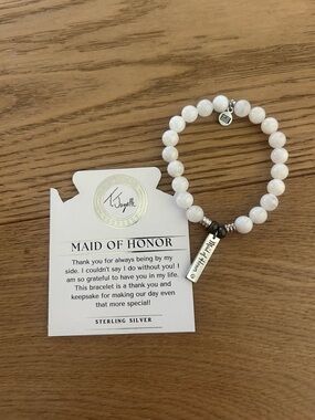 Sterling Silver 'Maid of Honor' White Beaded Bracelet